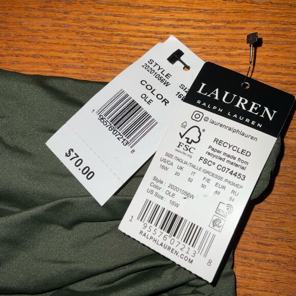 Lauren Ralph Lauren Women’s Shirred High Waist Swimsuit Bottom Olive Size 16W - Picture 5 of 5